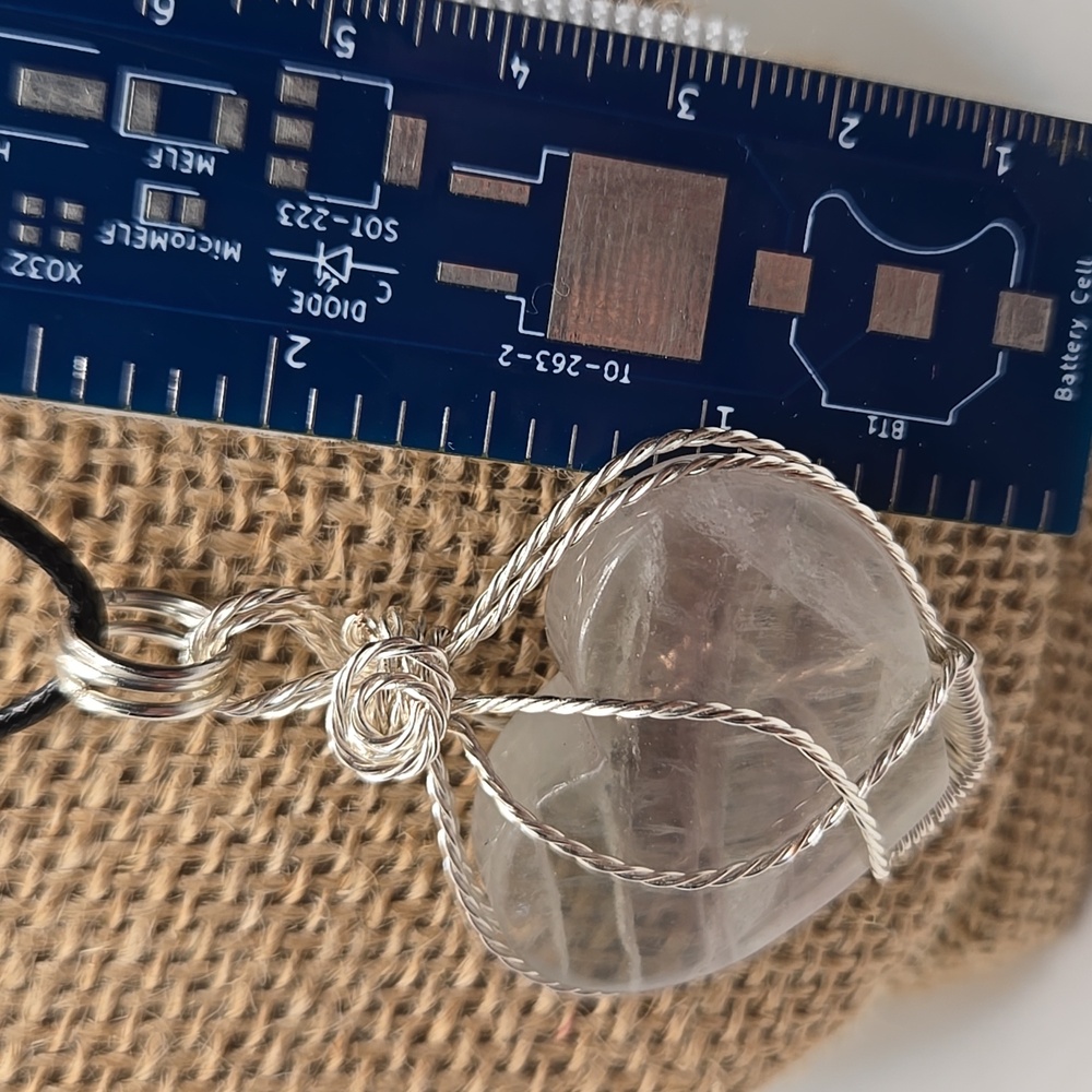 Hand Crafted White Fluorite Heart Wire Wrapped Pendant Necklace #260 NWOT - Picture 2 of 7